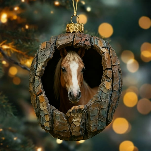 Adornos Navideños Colgantes de Acrílico de 8 X 8 Cm | Decoraciones Festivas con Estampado Animal para Familiares y Amigos | Decoración Duradera de Doble Cara para Árbol de Navidad | Regalos Navideños
