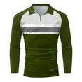 thumbnail image 4 of Hfyihgf Mens Classic Polo Shirts Long-Sleeve 1/4 Zip Up Pullover Slim-Fit Fashion Shirt Color Block Lightweight Athletic Golf Tops(Green,M), 4 of 5