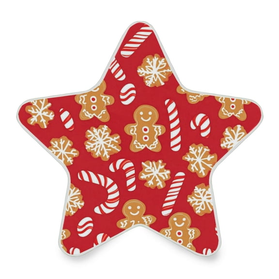 WOBOGO Gingerbread Cookies and Candy Cane Pattern LED Star Night Light 0.2 Watt Wall Plug Dusk to Dawn Auto Switch Adjustable Brightness Soft White Light