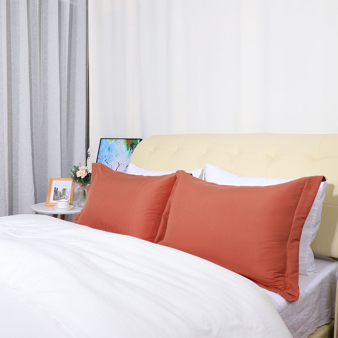 Unique Bargains 2pk 1800 Microfiber Standard Pillow Shams Cases 20" x 26"