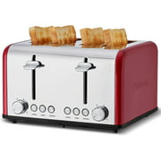 Toaster 4 Slice, CUSIMAX Stainless Steel Toaster, Bread Toasters 4 Extra Wide Slot with Bagel/Defrost/Cancle Function,6 Shade Settings with Removable Crumb Tray