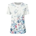 thumbnail image 4 of ICHUANYI Clearance Fashion Women Round Neck Short Sleeve Print Button Pocket Casual Tops(White, XL) ICHUANYI WER2023081109406, 4 of 4