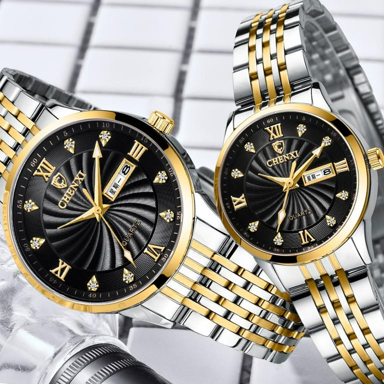 2022 New Couple Watches Luxury Brand CHENXI Men Quartz Watches For Women s Golden Full Steel Waterproof Clock Dress Lady Watch