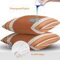 thumbnail image 4 of Throw Pillow Covers 16x16 Inch Set of 2, Vintage Burnt Orange Striped Waterproof Outdoor Pillow Covers, Farmhouse Modern Stripes Boho Decorative Cushion Pillowcases for Patio Garden Couch Bed, 4 of 9