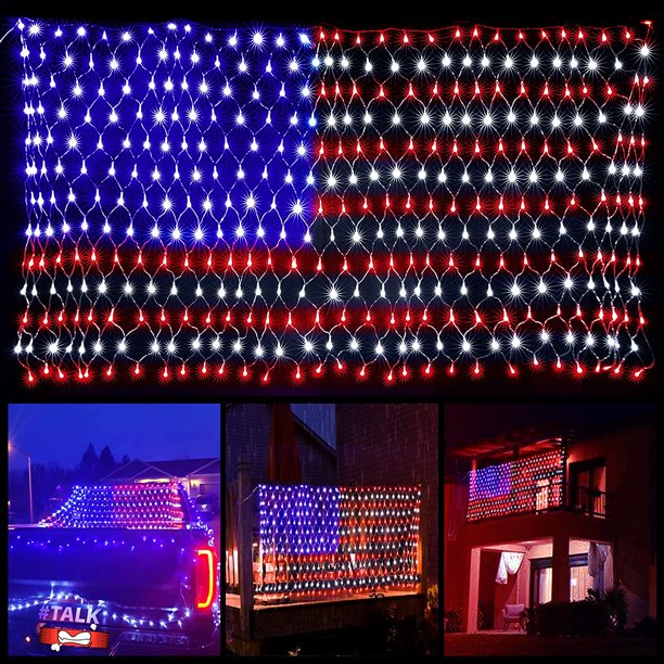 SEENDA American Flag net Lights,420 LED USA Flag String Lights, Outdoor