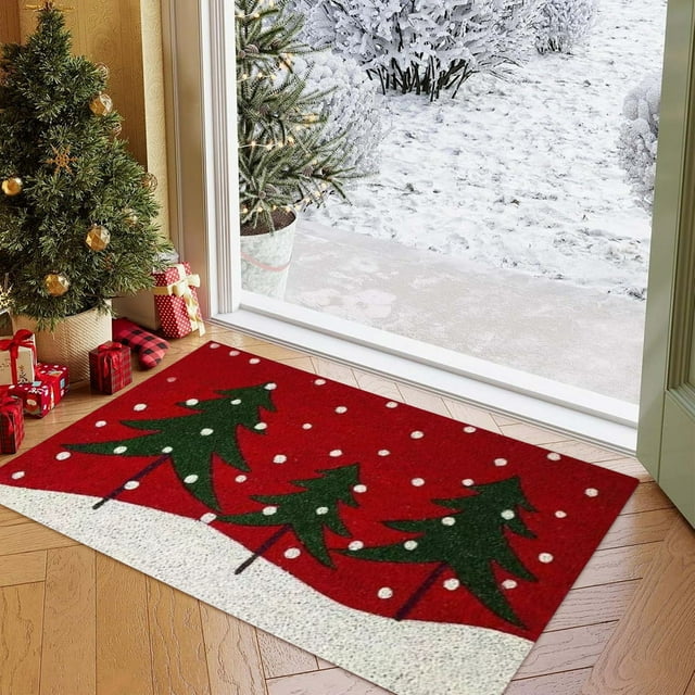 Christmas Decor Carpet Christmas Tree Mat Christmas Bathroom Decor Absorbent Cute Winter Christmas Bathroom Rug Soft Plush Non Christmas Rugs Machine Washable Holiday Bathroom Mats For