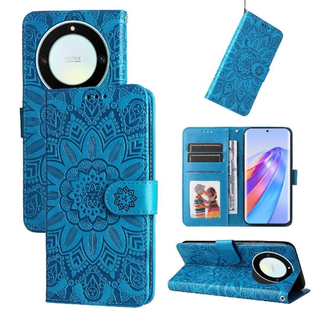 Funda tipo cartera GANGXUN para Honor X40 , diseño girasol, cuero PU, soporte, cierre magnético, tarjetero
