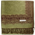 thumbnail image 4 of Falari Women's Pashmina Shawl Wrap Border Pattern Double Layered Scarf Light Green, 4 of 4