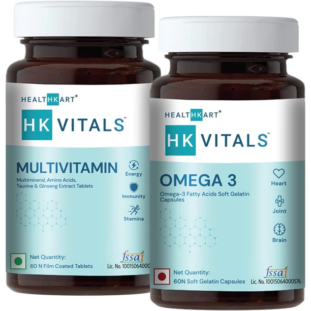 HealthKart HK Vitals Omega 3 Supplement and Multivitamin Combo, 60