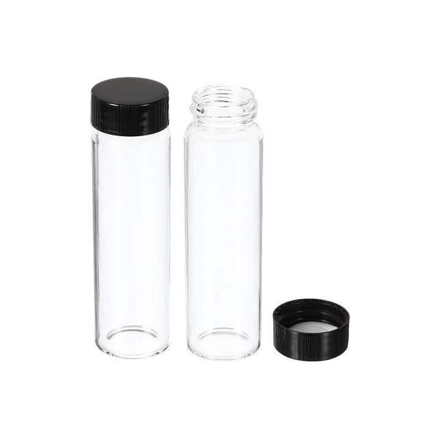 Uxcell Bouteille de Rangement en Verre pour Réactif 40 ml, Bouchon Rond en Plastique à Vis pour Laboratoire et Maison, Transparent, Lot de 12