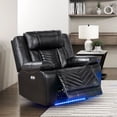 thumbnail image 2 of OakvillePark Orinthal Faux Leather Power Reclining Chair with LED and Charging Ports, Black, 2 of 17