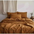 thumbnail image 1 of Q VITA Ensemble de Draps en Lin Français, Très Grand Lit, Literie 4 Pcs pour Adultes – Orange Poussiéreux, Lavé aux Enzymes, Poche Profonde de 14 Pouces, Certifié OEKO-TEX, 1 of 8
