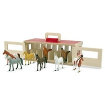 Melissa & Doug Take-Along Show-Horse Stable Play Set With Wooden Stable Box and 8 Toy Horses