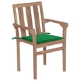thumbnail image 2 of Sillas de patio VidaXL de madera maciza de teca con cojines verdes, 2 unidades, 2 of 9