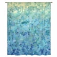 thumbnail image 2 of Turquoise Blue Teal Sheer Curtains 96 Inches Long, Chic Stained Glass Texture Aesthetic Light Filering Curtains, Privacy Drapes Simi Floor to Veiling Curtain for Living Room Bedroom Window Treatment, 2 of 9