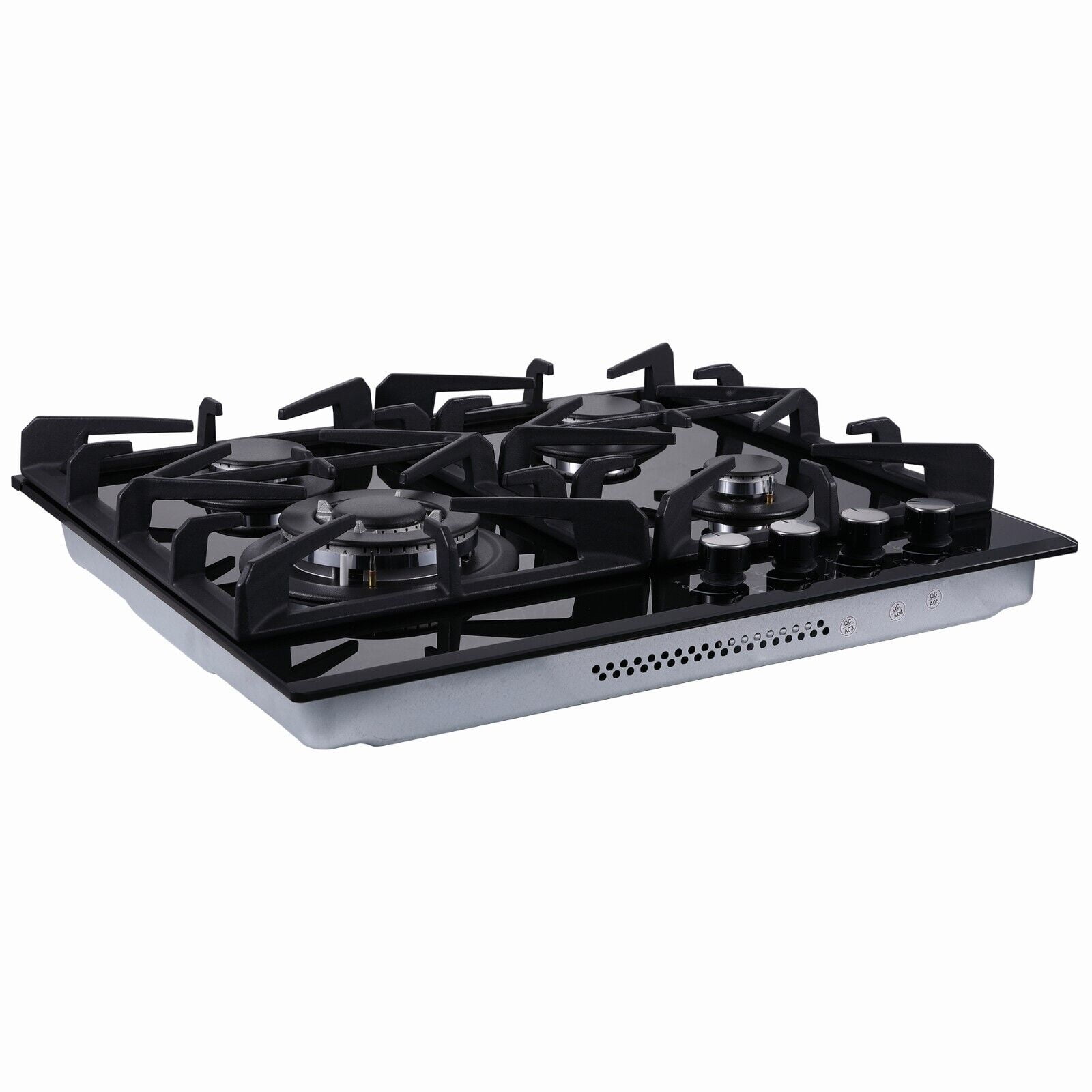 4-Burners Gas Cooktop 24 inch Stainless Steel Tempered Glass NG/LPG Convertible