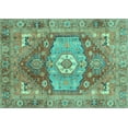 thumbnail image 1 of Ahgly Company Machine Washable Indoor Rectangle Persian Turquoise Blue Traditional Area Rugs, 4' x 6', 1 of 4