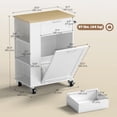 thumbnail image 2 of White Rolling Kitchen Island Cart with Trash Storage & Spice Rack - Compact Kitchen Island on Wheels for Living Room, Dining & Prep Areas - 28" x 15.7" x 35.4", 2 of 7