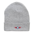 thumbnail image 5 of Winged Star Embroidered 12 Inch Long Knitted Beanie - Heather Grey OSFM, 5 of 5