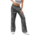 thumbnail image 1 of Gibobby Pantalones cargo para mujer Pantalones casuales sueltos con correa de múltiples bolsillos para mujer Pantalones tejidos de ropa de trabajo recta de cintura(Gris,G), 1 of 5