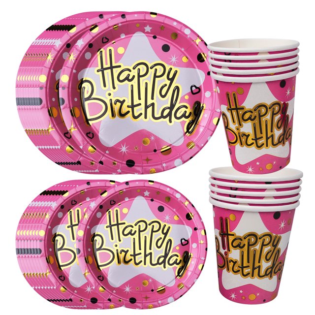 Party Tableware Set, Happy Birthday Paper Tableware Includes Plates