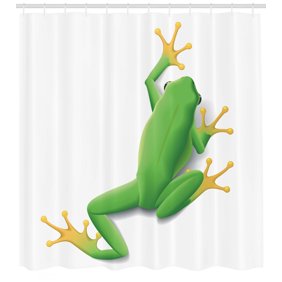 Animal Decor Shower Curtain Set Little Frog On Branch Of The Tree