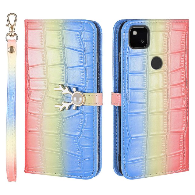 Funda con estampado de alce para Google Pixel 4a con tarjetero, cordón, piel sintética, función billetera y protección contra caídas en las esquinas.