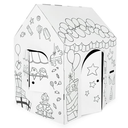 Easy Playhouse Birthday- Arts & Craft Cardboard Fort, Decorate & Personalize