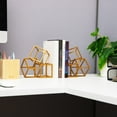 thumbnail image 6 of Mind Reader Decorative Geometric Cube Bookends, Modern Book Holders, Office Decor, Metal, Set of 2, Gold, 6 of 7