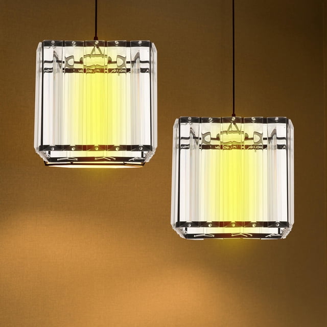 Phenofice Pendant Lamp Shade Crystal Square Dust Protection for Living Room 1Set