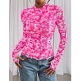 thumbnail image 2 of Blusa PRETTYGARDEN Mujer Malla Floral Manga Larga Blanca XL, 2 of 8