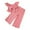 Pink, variant on FUNDUFI Kids Girls Clothes Sets Ruffled Sleeve Ribbed Cropped Tops Wide Leg Pants 2Pcs Outfit Sets Solid Color Clothing Set Comfy Child Clothing