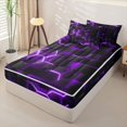 thumbnail image 2 of Erosebridal Neon Purple Hexagon Zipper Twin Comforter Sets with Fitted Sheet and 2 Pillowcases,Contemporary Geometric Check Zipper Bedding Set For Boys,Black Reversible,4-Piece, 2 of 7