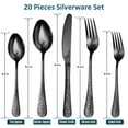 thumbnail image 3 of 20 Pcs Stainless Steel Carved Black Silverware Set Steak Knives, Cutlery Flatware Set for 4, Rose Flower Embossed Design, Forks Spoons, Dishwasher Safe, Mirror Polished, 3 of 8