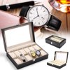 10 Slots Watch Box Cherry Watch Display Case Storage Organizer Large Glass Top UJOW10C