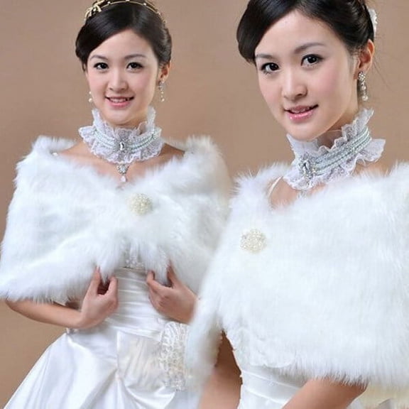 Tineasur Bridal Faux Shawl Cape 1Pack Wedding Wear for Women in Ivory
