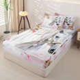 thumbnail image 2 of Erosebridal Romantic Watercolor Zipper Full Size Comforter Sets with Fitted Sheet and 2 Pillowcases,White Horse Pattern Zipper Bedding Set,Pink White Green,Pink Reversible, 2 of 6