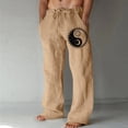 thumbnail image 1 of Timeless Linen Print Drawstring Trousers for Everyday Wear with Pockets Light Breathable Loose Fit Suitable for Daily Activities and Outdoor Adventures, 1 of 3