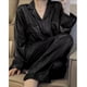 thumbnail image 3 of Conjunto de pijama informal para mujer, ropa de dormir de 2 piezas, pantalones largos, estilo coreano sólido, manga larga, ropa de noche con bolsillo, otoño, 2023, 3 of 4
