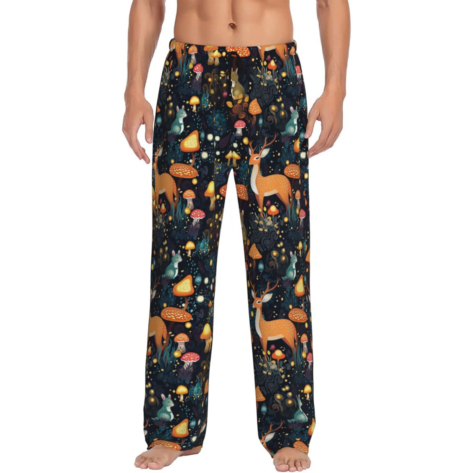 Picia Forest Elf Mens Soft Woven Cotton Elastic Waistband Sleep Pajama Pant Lounge Sleep Pant With Pockets And Drawstring-XX-Large