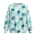 thumbnail image 4 of Xoenoiee Turtle Starfish Coral Print Women's Oversized Sweatshirts Sweaters 2025 Fall Outfits Trendy Crewneck Knit Side Slit Fashion Pullover Tops, Size M, 4 of 7