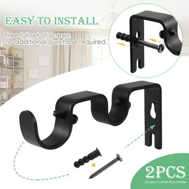 2 Set Heavy Duty Curtain Rod Brackets Double Curtain Rod Brackets Double Rod Holders