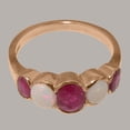 thumbnail image 5 of LBG British Made Real Solid 9k Rose Gold Natural Ruby & Opal Womens Band Ring - 33 size options - Size 6.25, 5 of 6