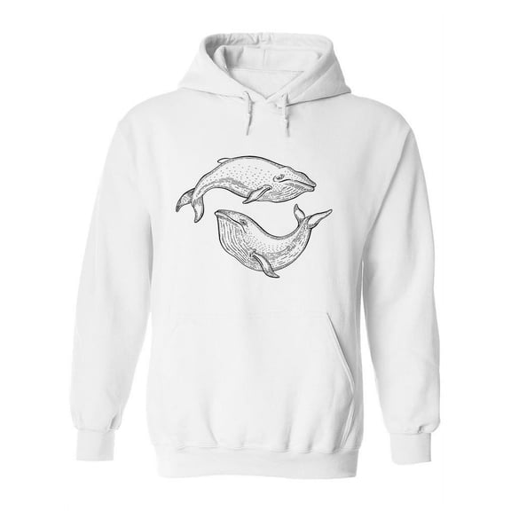 Whales Pencil Drawing Hoodie Women -Image by Shutterstock, Female XX-Large