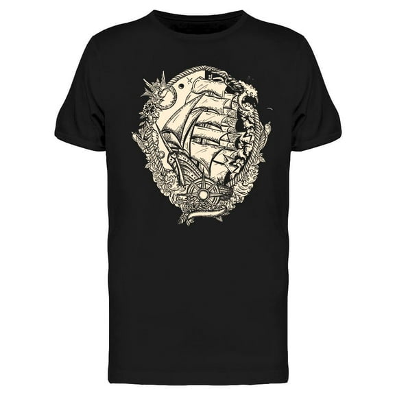 Pirate Ship Emblem T-Shirt Men -Image by Shutterstock, Male 3X-Large