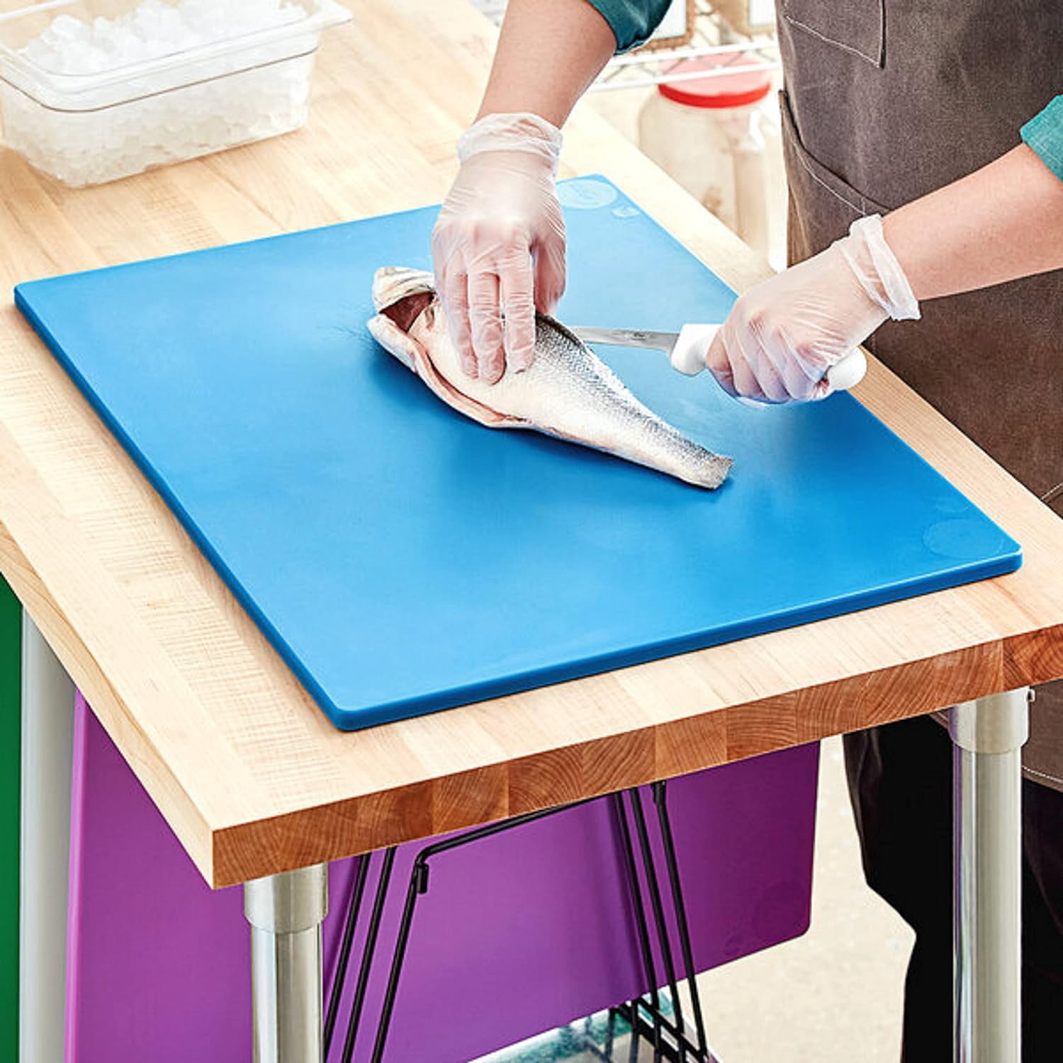 TrueCraftware- 24" X 18" X 1/2” Plastic Cutting Board for Kitchen Blue Color- Plastic Commercial Chopping Board Anti Slip Surface Chopping Food Cutting Mat for Meat Vegetables
