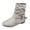 Gray, variant on Women’s Ruched Slouch Ankle Boots, Metal Ring Buckle Strap Side Zipper Flat Short Booties, Soft Faux Suede Casual Shoes Coffee 5.5(36)
