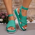 thumbnail image 2 of Sandal for Women Thick Sole Sandals Women Gladiator Open Toe Summer Trendy Non-Slip Solid Color Women Footwear Comfortable Ankle Strap Walking Beach Shoes Green 7, 2 of 7