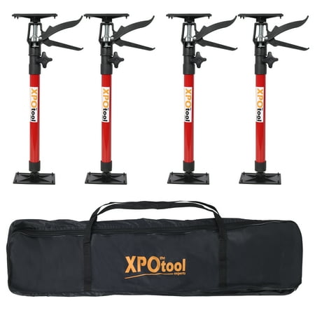 4 Pack Adjustable Support Pole Steel 3rd Hand Support System Support Rod for Jacks Cargo Bars Drywalls Cabinet Jacks for Installing Cabinets Extends from 20 to 45 Inch with carry bag