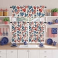 thumbnail image 2 of Independence Day Kitchen Curtains Valances 3 Piece Set, U. S. Flag Themed Love Heart Five-Pointed Stars Retro Rod Pocket Tier Curtain and Valance Drapes for Small Window 24 Inch Length for Bedroom, 2 of 9